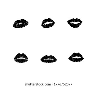 Female lips print collections, different lips icon vector isolated.