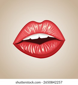 Female lips with red lipstick vector images close-up kiss beauty love