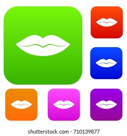 Female lips set icon in different colors isolated vector illustration. Premium collection