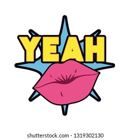 female lips with speech bubble isolated icon