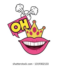female lips with speech bubble isolated icon