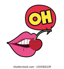 female lips with speech bubble isolated icon