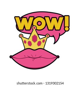 female lips with speech bubble isolated icon