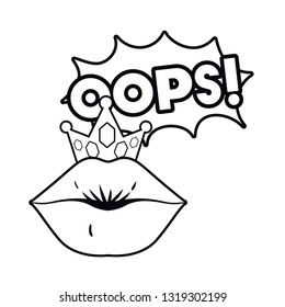 female lips with speech bubble isolated icon