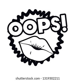 female lips with speech bubble isolated icon