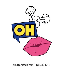 female lips with speech bubble isolated icon