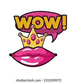 female lips with speech bubble isolated icon