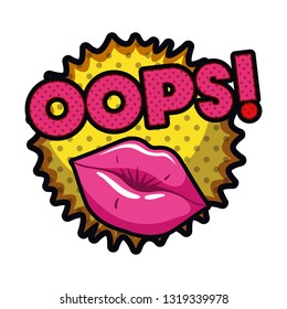 female lips with speech bubble isolated icon
