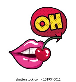 female lips with speech bubble isolated icon