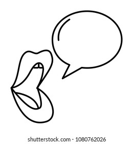 female lips with speech bubble pop art style