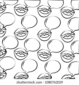 female lips with speech bubble pop art style pattern