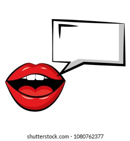 female lips with speech bubble pop art style