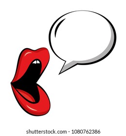 female lips with speech bubble pop art style