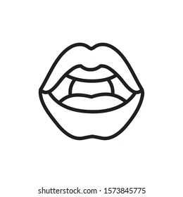 female lips teeth icon on white background vector illustration thick line