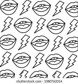 female lips and thunders pop art style pattern