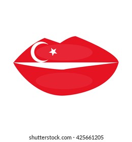 Female lips and Turkey flag.