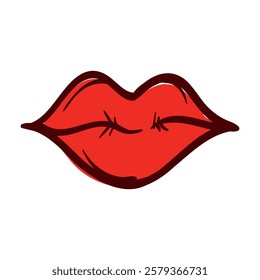 Female lips. Vector hand-drawn illustration isolated on white background. Editable element for a postcard, poster, banner