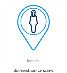 female and location icon concept