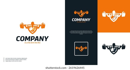 female logo with the concept of weight lifting, fitness, strength, healthy lifestyle, vector design template.