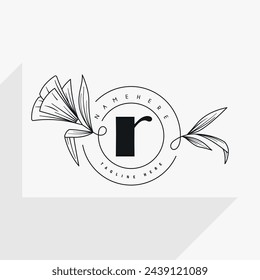 Female logo design template with simple lines and flowers ideal for Spa, Beauty, Boutique, and Cosmetics.