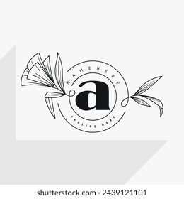 Female logo design template with simple lines and flowers ideal for Spa, Beauty, Boutique, and Cosmetics.