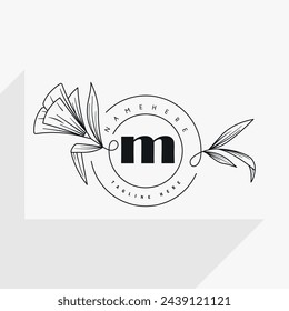 Plantilla de diseño de logotipo femenino con líneas simples y flores ideales para Spa, Belleza, Boutique y Cosméticos.