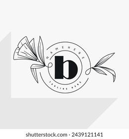 Female logo design template with simple lines and flowers ideal for Spa, Beauty, Boutique, and Cosmetics.