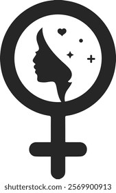 Female logo - filled stroke icon for feminisim