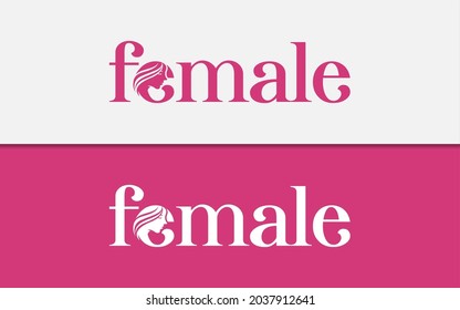 Female Logotype with Beauty Women Face  Silhouette Inside Combination. 