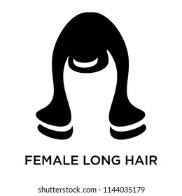 Female long hair icon vector isolated on white background for your web and mobile app design, Female long hair logo concept