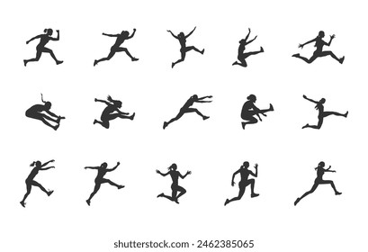 Female long jump silhouette, Long jump silhouette, Long jump vector,  Woman long jumping silhouette, Girl jumping silhouette.