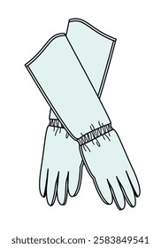Female long leather gloves mockup template vector design.