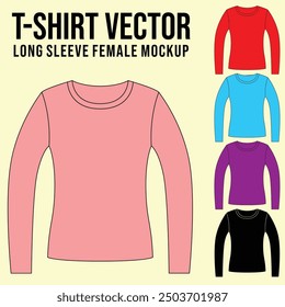 Female Longsleeve T-Shirt Mockup Template