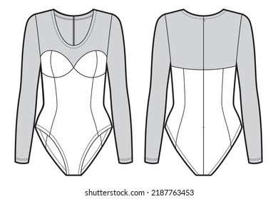 Female longsleeves body with corset