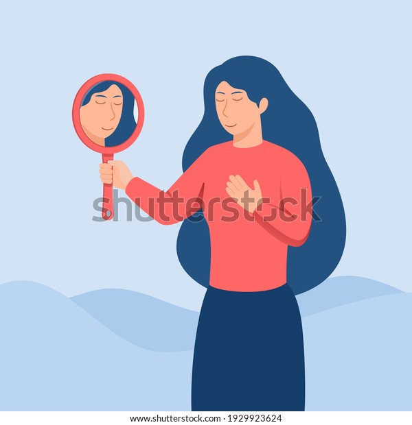 Female Looking Mirror Cartoon Vector Illustration Stock Vector (Royalty ...