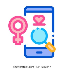 Female Love Search Icon Vector. Outline Female Love Search Sign. Isolated Contour Symbol Illustration