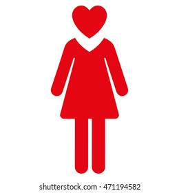 Female Lover icon. Vector style is flat iconic symbol with rounded angles, red color, white background.