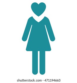 Female Lover icon. Vector style is flat iconic symbol with rounded angles, soft blue color, white background.