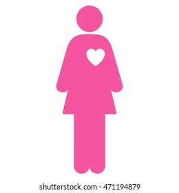 Female Lover icon. Vector style is flat iconic symbol with rounded angles, pink color, white background.