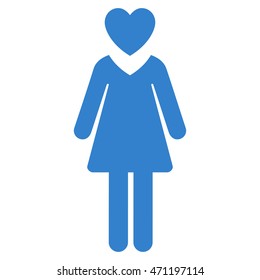 Female Lover icon. Vector style is flat iconic symbol with rounded angles, cobalt color, white background.