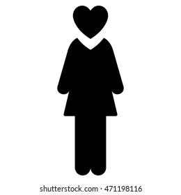 Female Lover icon. Vector style is flat iconic symbol with rounded angles, black color, white background.