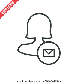 Female mail user icon