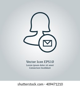 Female mail user icon