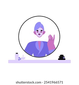 Artista De Maquillaje Femenino Que Aplica Los Productos Cosméticos En La Ilustración vectorial Plana Que Simboliza La Belleza, El Cuidado Personal, Y La Moda, Aislado En El Fondo Blanco