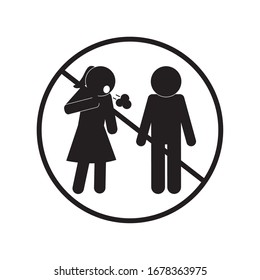 female and male avatar coughing with forbidden symbol silhouette of Medical care hygiene health emergency aid exam clinic and patient theme Vector illustration