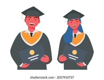 Female and male bachelor. Simple flat illustration.