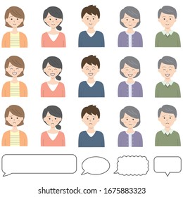 
Female, male and elderly people icon set