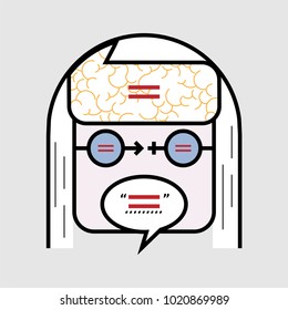 Female and male faces layer. Thinking, seeing and speaking with gender equality mind. Simple line symbol. Vector illustration.