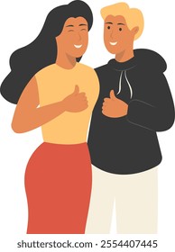 Female and Male Friendship Illustration. Friendship Day Celebration. Vector Character  Design.