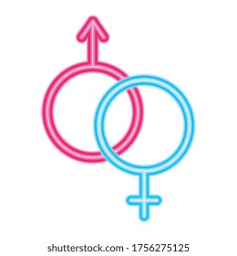 Female and male gender symbols design of love passion romantic valentines day wedding decoration and marriage theme Vector illustration
